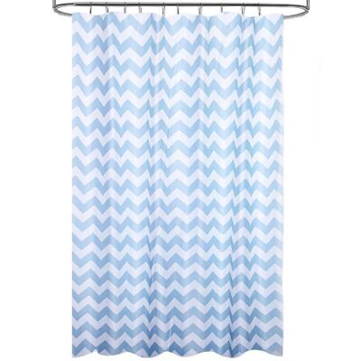 Blue Striped Fabric Shower Curtain 180 x 200 cm. Bathroom curtain, waterproof fabric curtain with rings