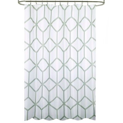 Geometry Fabric Shower Curtain 180 x 200 cm. Bathroom curtain, waterproof fabric curtain with rings