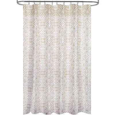 Rosoni Geometry Fabric Shower Curtain 180 x 200 cm. Bathroom curtain, waterproof fabric curtain with rings