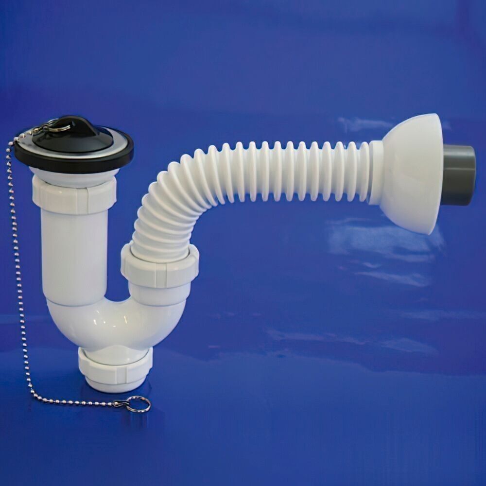 Sifone Curvo Estensibile T-32-F Multiorientabile da 1 1/2, con Valvola e Tappo.