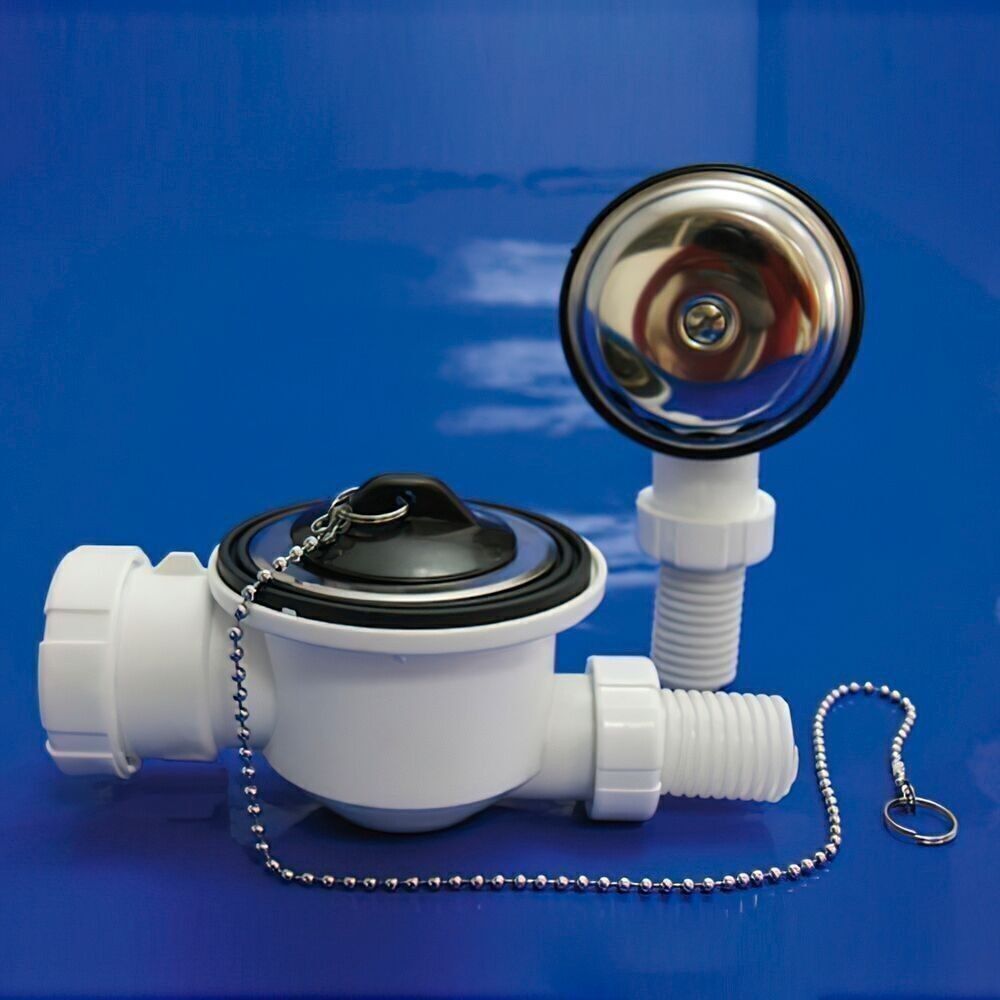 Sifone da bagno T-64-B con uscita troppopieno regolabile 1 1/2