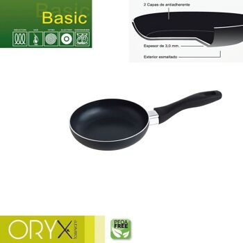 Poêle à frire Oryx Basic antiadhésive en aluminium, haute résistance, adaptée à l'induction, sans PFOA, diamètre 16 cm, épaisseur 3 mm.