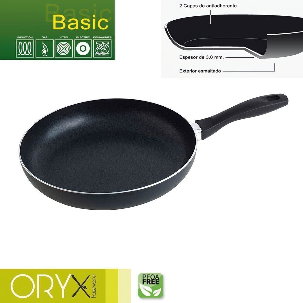 Padella Oryx Basic in Alluminio Antiaderente, Alta Resistenza, Adatta all'Induzione, Senza PFOA, Diametro 28 cm, Spessore 3 mm.