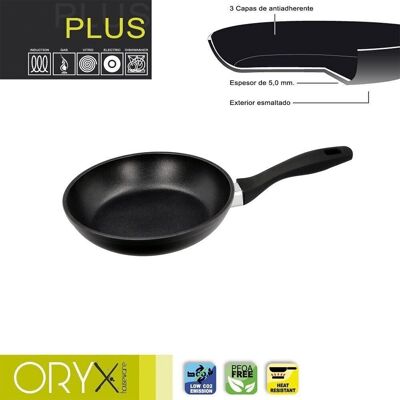 Oryx Non-Stick Plus Aluminum Frying Pan, Forged, Induction Suitable, PFOA Free, Diameter 22 cm, Thickness 5 mm.