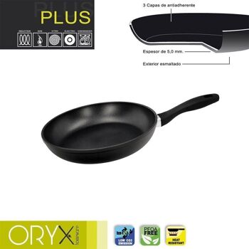 Poêle à frire Oryx antiadhésive Plus en aluminium, forgé, compatible induction, sans PFOA, diamètre 24 cm, épaisseur 5 mm.