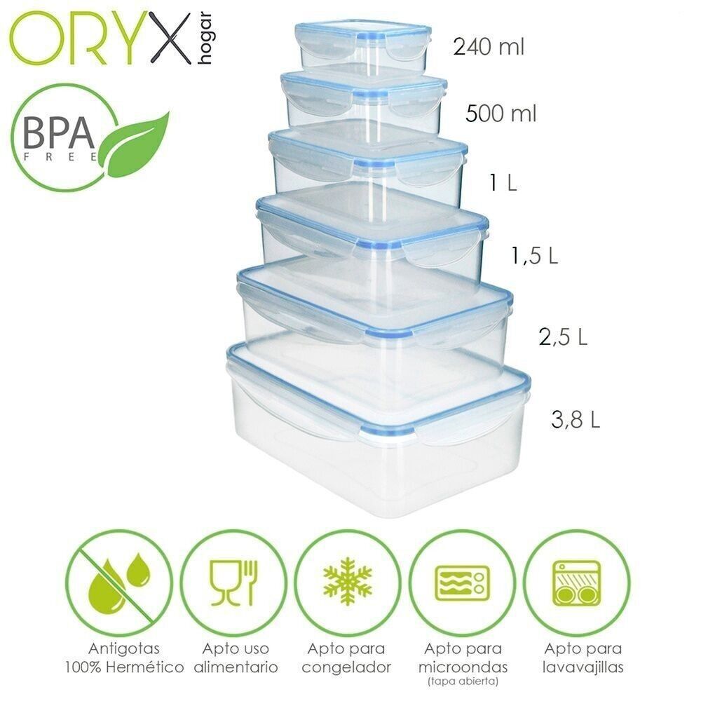 Set Chiusure Ermetiche Rettangolari in Plastica (6 Pezzi)