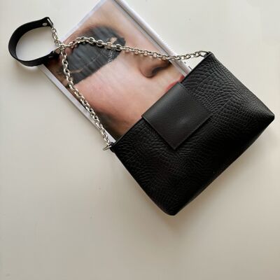 Handmade Shoulder Bag, Leather Crossbody Bag, Women Purse, Black Leather Handbag, Made from Full Grain Leather - Total Dark