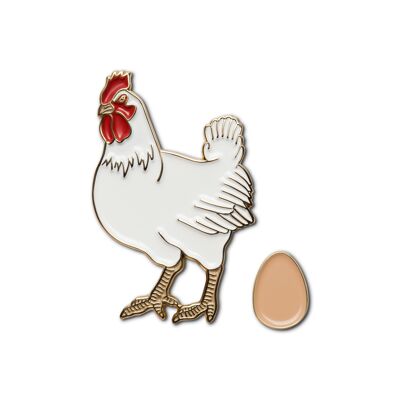 Emaille Pin „Huhn und Ei“