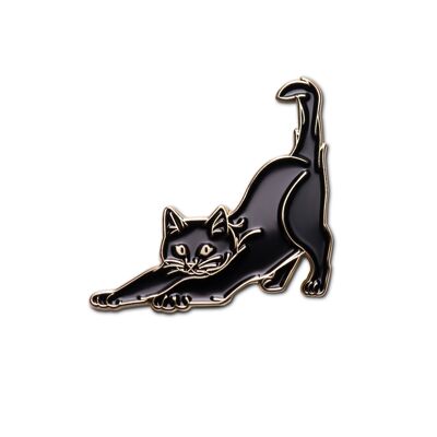 Emaille Pin „Streckende Katze“