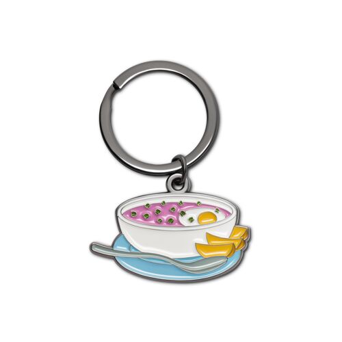 Enamel Keychain "Pink Cold Soup"