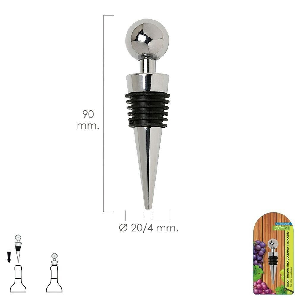 Tappo per bottiglia di vino con finitura in acciaio inossidabile
