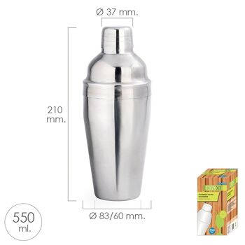 Shaker à cocktail en acier inoxydable 550 ml