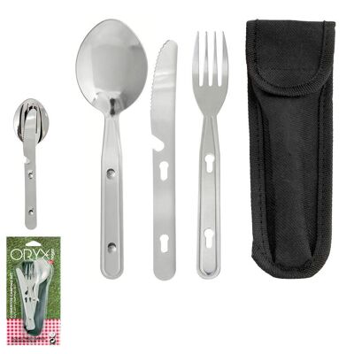 Stainless Steel Camping Cutlery 3 Pieces With Nylon Cover