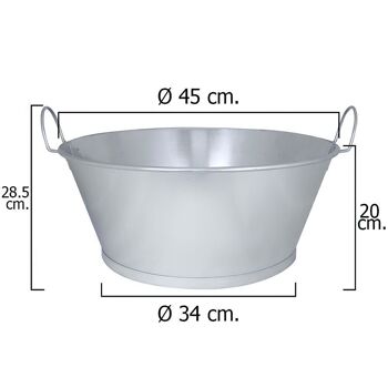 Lavabo de salle de bain galvanisé 18" 45x20 cm. 22 Litres