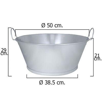 Galvanized Bathroom Basin 20" 50x21 cm. 30 Liters
