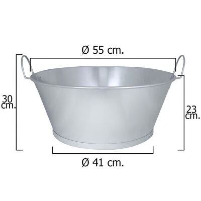 Galvanized Bathroom Basin 22" 55x23 cm. 38 Liters