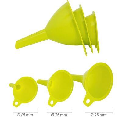 Plastic Kitchen Funnels " 65 / 75 / 95 mm. (Set 3 Funnels)