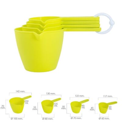 Set of 4 Scoops / Measuring Cups 60 / 80 / 125 / 250 ml.