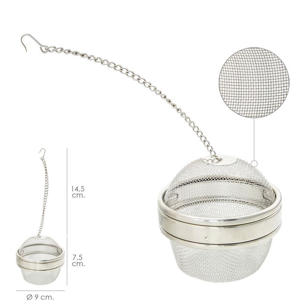 Sfera A Rete Per Spezie/Tè/Legumi In Acciaio Inox" 9 cm. Con catena