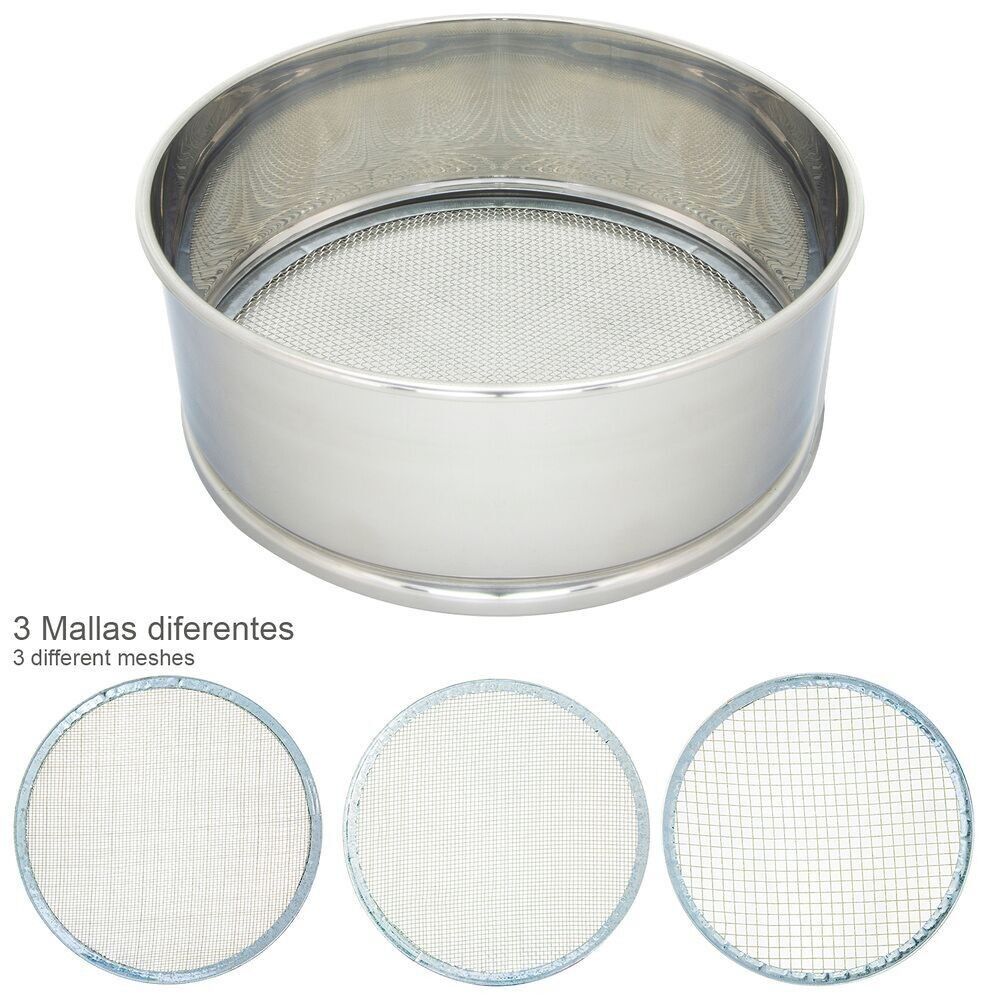 Flour Sifter Stainless steel " 20 cm. With 3 Interchangeable Meshes