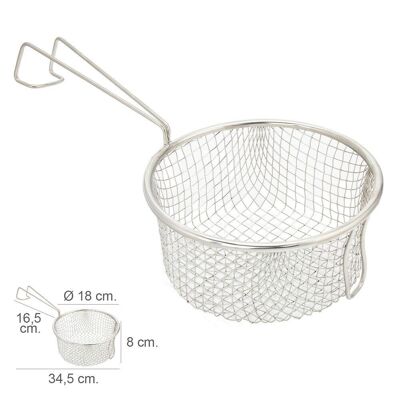 Stainless Steel Frying Basket With Handle " 18 cm.
