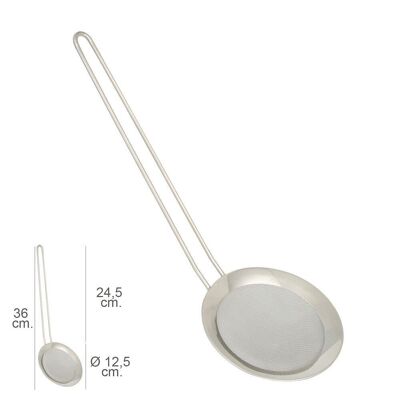 Stainless steel mesh skimmer " 12.5 cm.  With handle 24.5 cm.