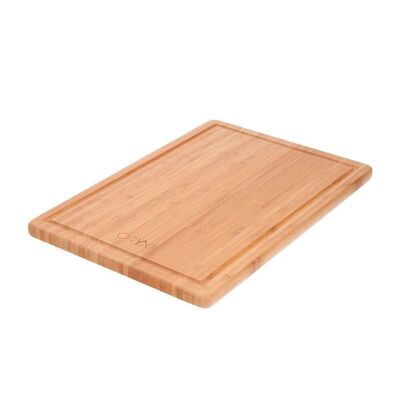 Planche à découper de cuisine en bois 100 % bambou avec fente 32 x 25,5 cm.Planche à découper, Viande Poisson, Légumes, Fruits, Nourriture