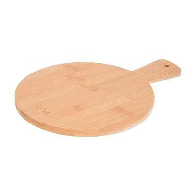 Round Kitchen Chopping Board Made of 100% Bamboo Wood with Handle "26x36 cm.Cutting Board, Meat Fish, Vegetables, Fruit, Food