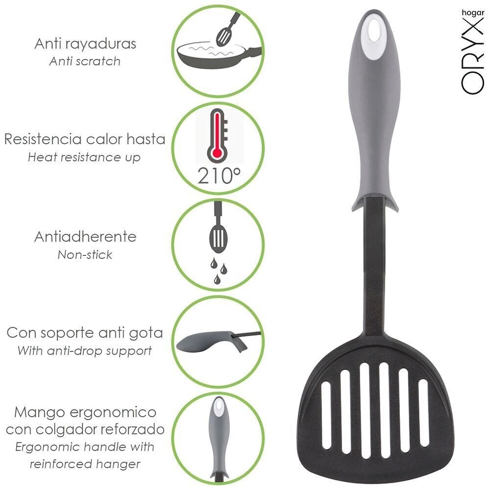 Spatola Raschietto Da Cucina In Nylon Con Manico Gommato Antigoccia 34,5 x 11 cm.