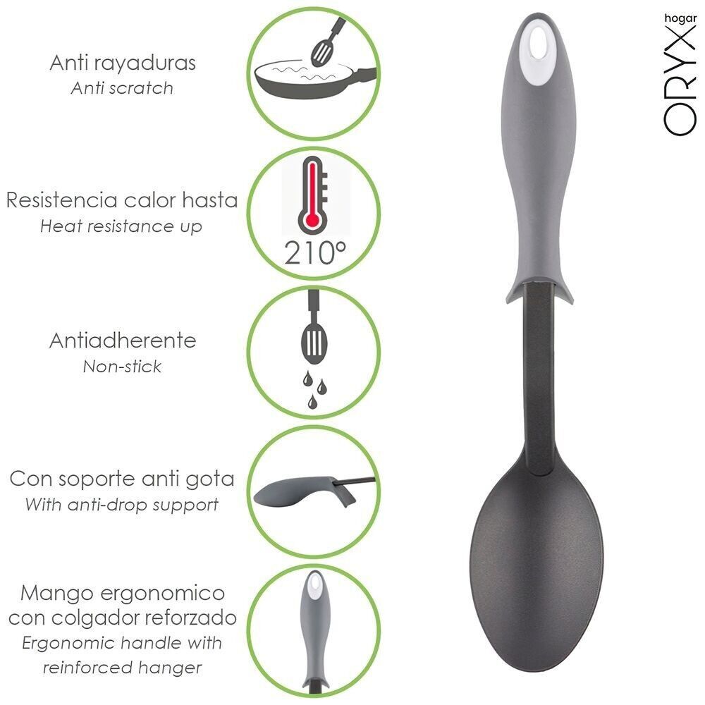 Nylon Kitchen Serving Spoon With Rubberized Anti-Drip Handle 32, 5x6cm