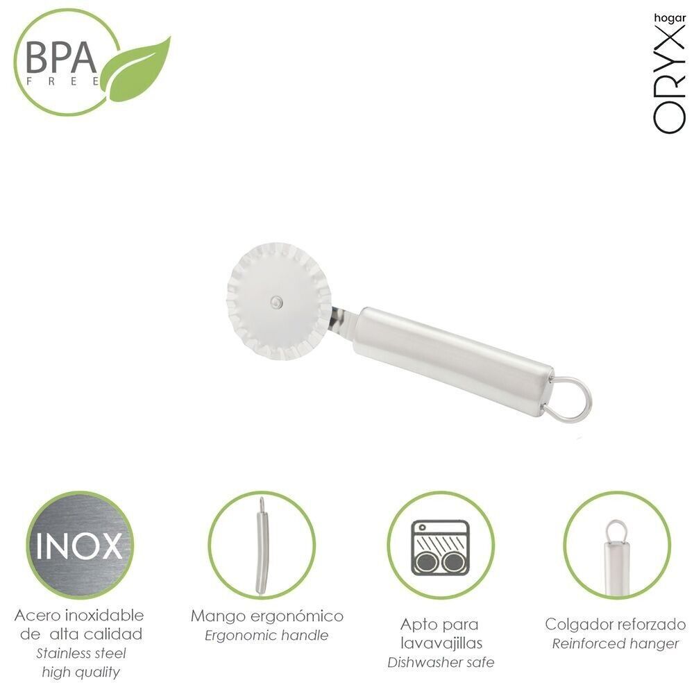 Rouleau coupe-pâte en acier inoxydable 4 x 18 (H) cm.