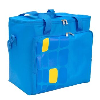 Sac de transport thermique de nourriture/réfrigérateur à dos, doublure intérieure en PEVA de 15 litres, avec mousse isolante, couleur bleue
