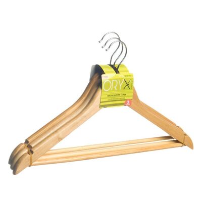 Wooden Hanger Set, Curved Hanger 450 mm. (Pack 3 Pieces)