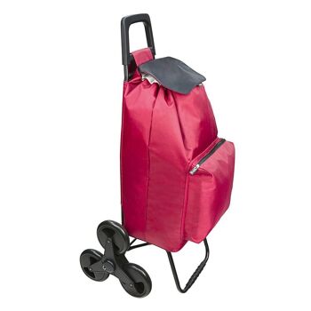 Chariot de courses 6 roues pour monter les escaliers, bordeaux, 54 litres, sac de refroidissement thermique en polyester 1650D