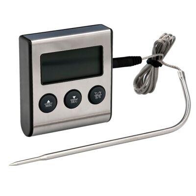 Thermomètre de cuisine numérique avec sonde filaire et lecteur de température avec support, lecture instantanée, thermomètre pour four/barbecue