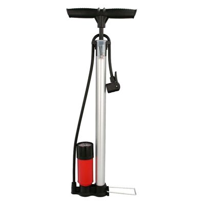 Bicycle Inflator Pump With Pressure Gauge.  Double Nozzle Presta and Schrader Valve.  With Adapters. "32 x 500mm. 10 BAR / 160 PSI
