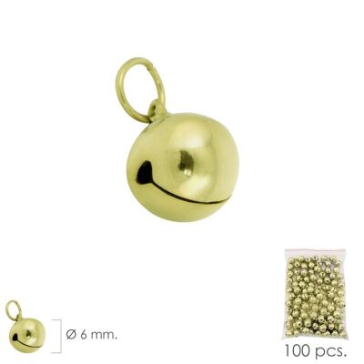 Golden Jingle Bell 6 mm.  (Bag 100 Units)