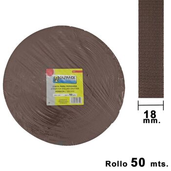 Ruban aveugle marron 18 mm. Rouler 50 mètres