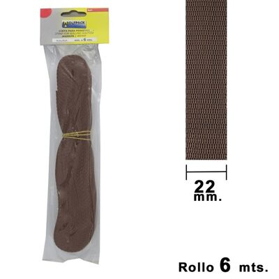 Ruban aveugle Wolfpack marron 22 mm. Rouler 6 mètres