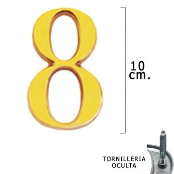 Chiffre "8" en laiton 10 cm. avec vis cachées (1 pièce Blister)