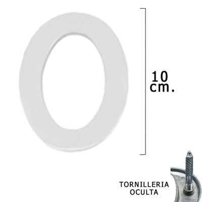 número Metal "0" Plateado Mate 10 cm. con Tornilleria Oculta (Blister 1 Pieza)