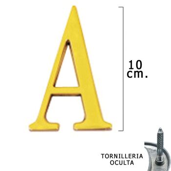 Lettre "A" en laiton 10 cm. avec vis cachées (1 pièce Blister)