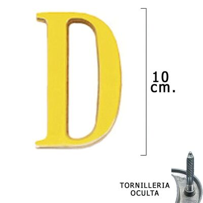 Brass Letter "D" 10 cm. with Hidden Screws (1 Piece Blister)