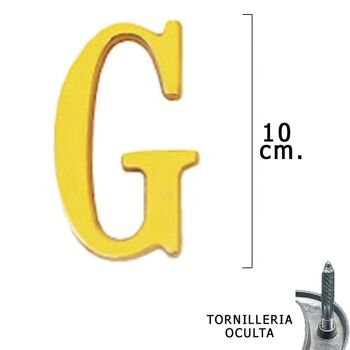 Lettre "G" en laiton 10 cm. avec vis cachées (1 pièce Blister)