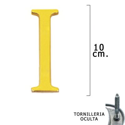 Brass Letter "I" 10 cm. with Hidden Screws (1 Piece Blister)