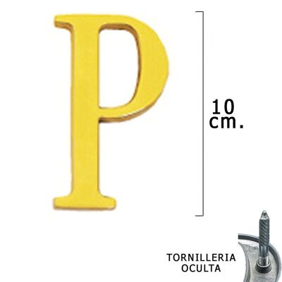 Brass Letter "P" 10 cm. with Hidden Screws (1 Piece Blister)