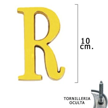 Lettre "R" en laiton 10 cm. avec vis cachées (1 pièce Blister)