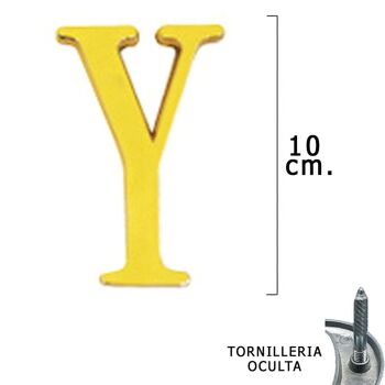 Lettre "Y" en laiton 10 cm. avec vis cachées (1 pièce Blister)