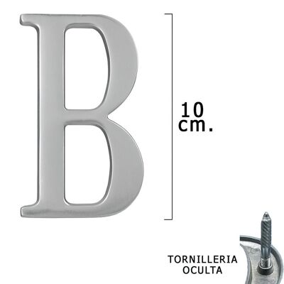 Metal Letter "B" Matte Silver 10 cm. with Hidden Screws (1 Piece Blister)
