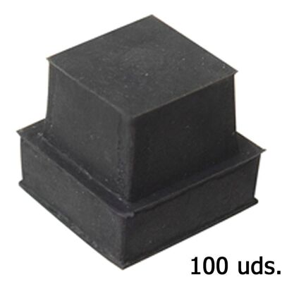 Quadratische Gummi-Endkappe 18x18 mm. Beutel mit 100 Einheiten
